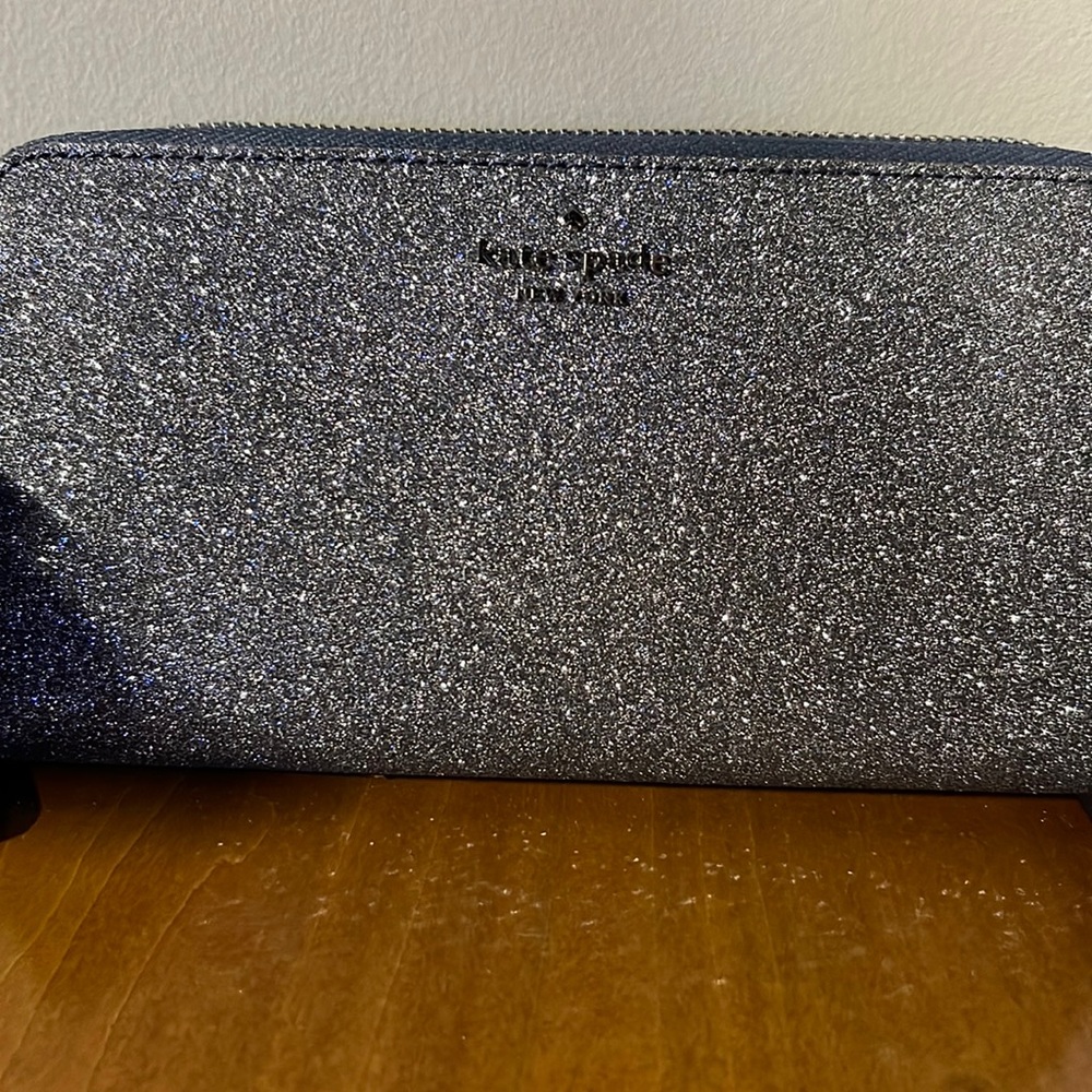 Kate spade Lola glitter wallet navy color